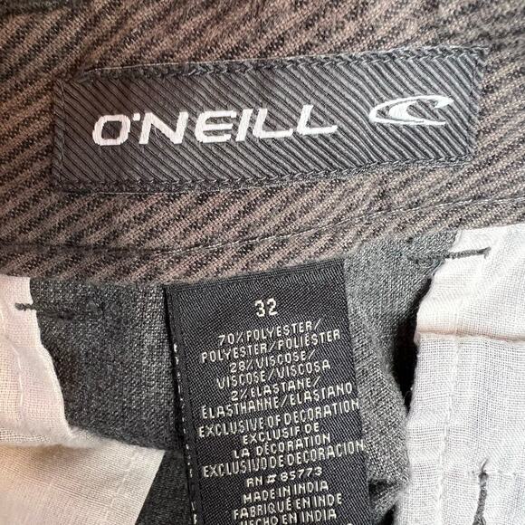 O'NEILL 9.5" Flat Front Chino Shorts 21" Outseam in Grey Men's 32" Waist - Picture 10 of 11
